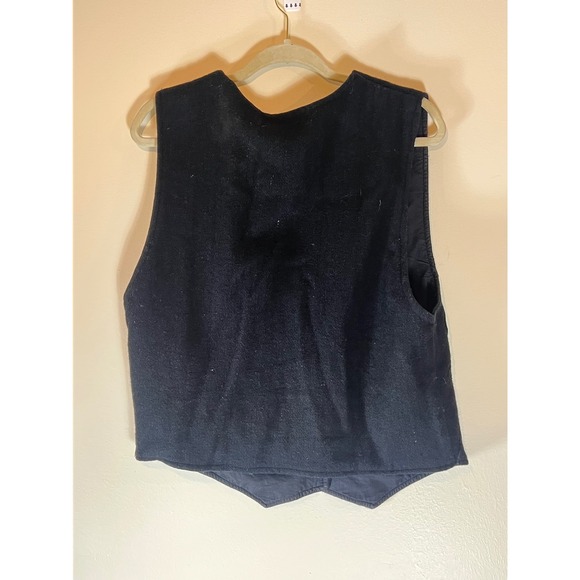 BODY XPRESSIONS Vintage Black Embroidered Wool Blend Vest Women's Size L - Picture 7 of 7